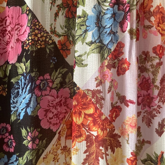 Anthropologie Dress Floral High Collar Balloon Sleeve Maxi Patchwork Lined - Picture 5 of 11